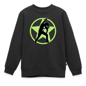 metal_fan_headbanger_112015_a_3c - Kinder Premium Organic Sweatshirt - Schwarz - Vorne - AI Model Kid Female (0cm)