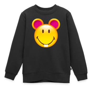 Smiley Mouse - Sweat Premium enfant bio - noir - Devant - AI Model Kid Female (0cm)
