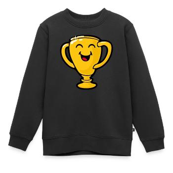 Smiley Goldtrophy Giggling - Kids Premium Organic Sweatshirt - black - Front - AI Model Kid Female (0cm)