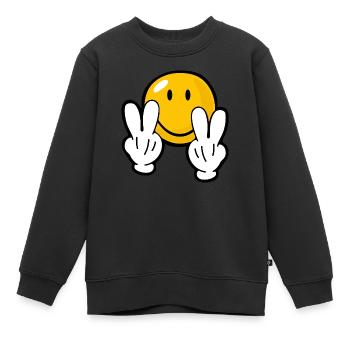 Smiley Confident - Kids Premium Organic Sweatshirt - black - Front - AI Model Kid Female (0cm)