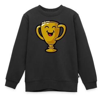 Smiley Trophy - Kinder Premium Organic Sweatshirt - Schwarz - Vorne - AI Model Kid Female (0cm)