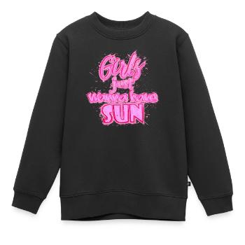 Girls have Sun (Schriftzug) 02 - Kinder Premium Organic Sweatshirt - Schwarz - Vorne - AI Model Kid Female (0cm)