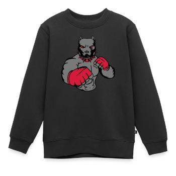 dog_fighter_002 - Kinder Premium Organic Sweatshirt - Schwarz - Vorne - AI Model Kid Female (0cm)