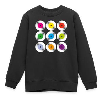 Jukebox Vinyl Records - Kids Premium Organic Sweatshirt - black - Front - AI Model Kid Female (0cm)