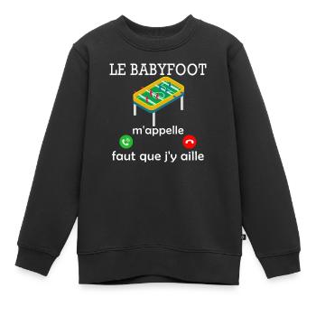 le babyfoot m'appelle / humour baby-foot - Sweat Premium enfant bio - noir - Devant - AI Model Kid Female (0cm)