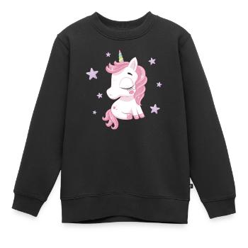 Licorne avec des étoiles - Sweat Premium enfant bio - noir - Devant - AI Model Kid Female (0cm)