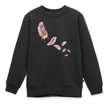 Sept plumes de flamant rose - Sweat Premium enfant bio - noir - Devant - AI Model Kid Female (0cm)