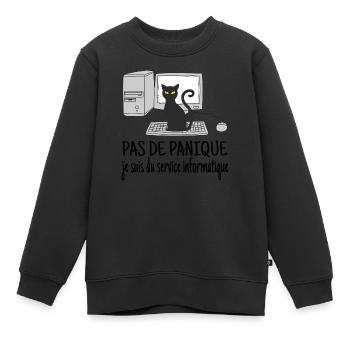chat informaticien - Sweat Premium enfant bio - noir - Devant - AI Model Kid Female (0cm)