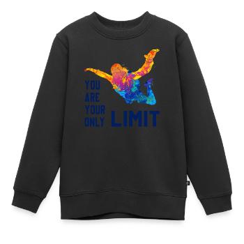 Skydive parachutiste Skydiver Chute libre - Sweat Premium enfant bio - noir - Devant - AI Model Kid Female (0cm)