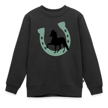 Baby Kind Pferd Hufeisen Einhorn Pony - Kinder Premium Organic Sweatshirt - Schwarz - Vorne - AI Model Kid Female (0cm)