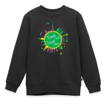 Travell-Well Travell-Souvent - Sweat Premium enfant bio - noir - Devant - AI Model Kid Female (0cm)