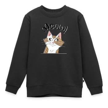 Katze - Kinder Premium Organic Sweatshirt - Schwarz - Vorne - AI Model Kid Female (0cm)