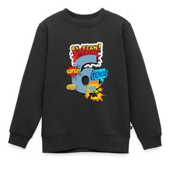 6 years birthday superhero comic cool - Kids Premium Organic Sweatshirt - black - Front - AI Model Kid Female (0cm)