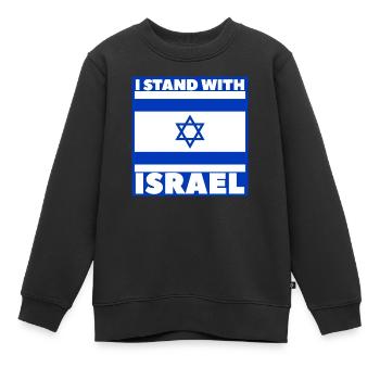 Je suis aux côtés d’Israël - Sweat Premium enfant bio - noir - Devant - AI Model Kid Female (0cm)