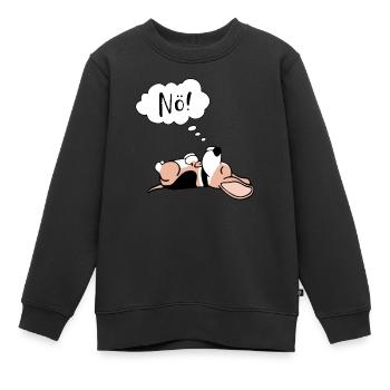 Lustiger Spruch Nö mit Comic Hund und Denkblase - Kinder Premium Organic Sweatshirt - Schwarz - Vorne - AI Model Kid Female (0cm)