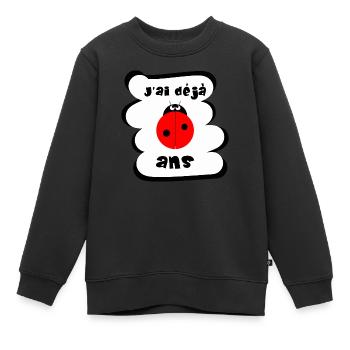 J'ai déjà 2 ans - coccinelle - Sweat Premium enfant bio - noir - Devant - AI Model Kid Female (0cm)