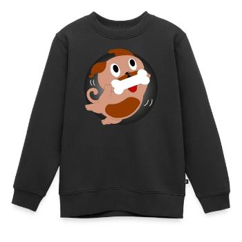 Hund mit Knochen - Kinder Premium Organic Sweatshirt - Schwarz - Vorne - AI Model Kid Female (0cm)