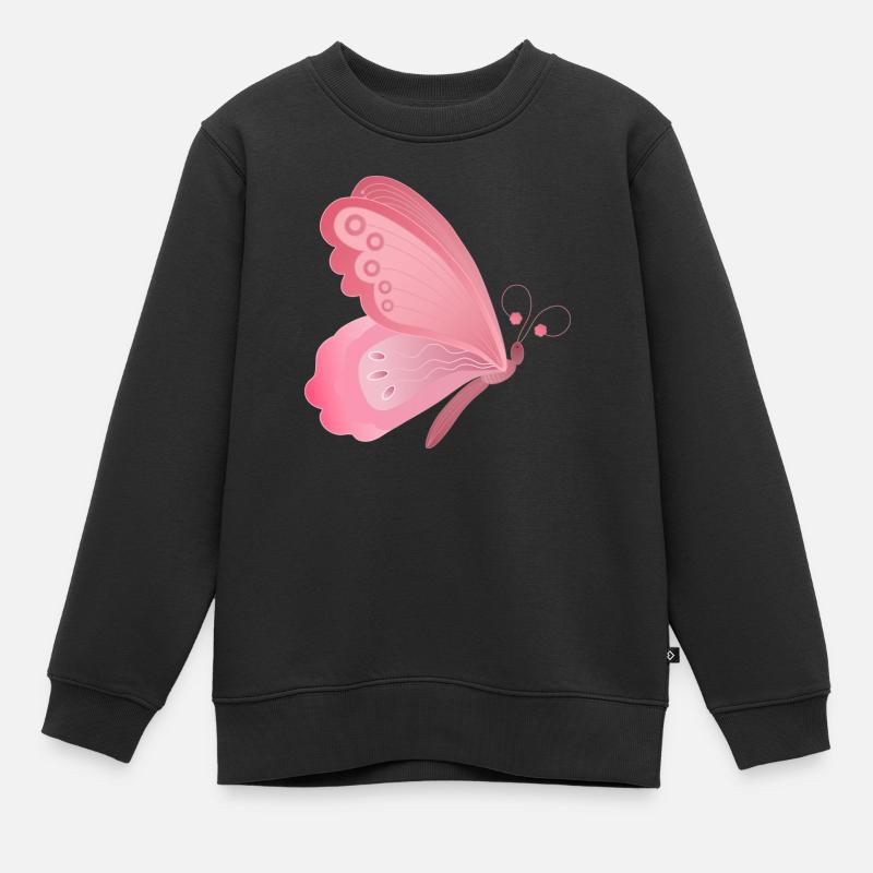 papillon rose - Sweat Premium enfant bio - noir