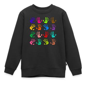 Kids Colorful Hand Prints - Kids Premium Organic Sweatshirt - black - Front - AI Model Kid Female (0cm)