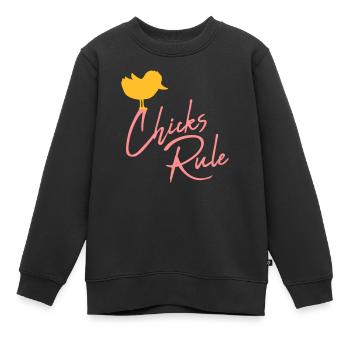 Chicks Rule mignon petit oiseau - Sweat Premium enfant bio - noir - Devant - AI Model Kid Female (0cm)
