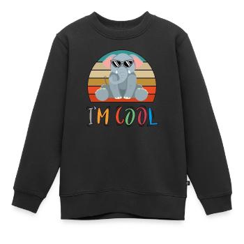 Baby Kind Sprüche Cool Elefant Retro - Kinder Premium Organic Sweatshirt - Schwarz - Vorne - AI Model Kid Female (0cm)
