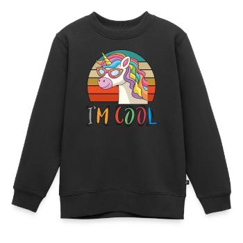 Baby Kind Sprüche Cool Einhorn Unicorn Retro - Kinder Premium Organic Sweatshirt - Schwarz - Vorne - AI Model Kid Female (0cm)