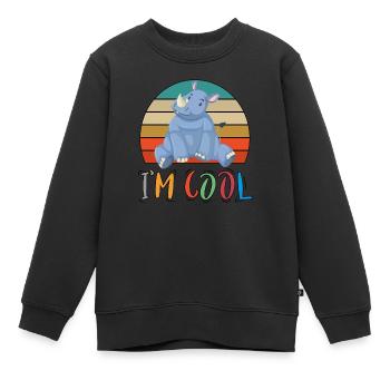 Baby Kind Tiere Cool Retro Nashorn - Kinder Premium Organic Sweatshirt - Schwarz - Vorne - AI Model Kid Female (0cm)