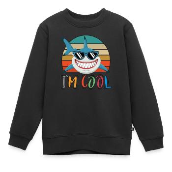 Baby Kinder Hai Fisch Tiere Lustig Sonnenbrille - Kinder Premium Organic Sweatshirt - Schwarz - Vorne - AI Model Kid Female (0cm)