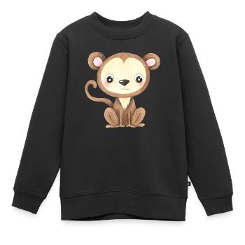 Süßes Affen Baby Asien China Japan Affe Primat - Kinder Premium Organic Sweatshirt - Schwarz - Vorne - AI Model Kid Female (0cm)