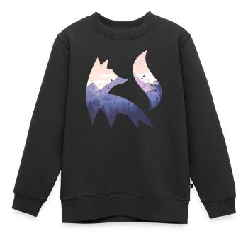 Fox Silhouette Forêt Nature Animal Renard Roux Forêt Animal - Sweat Premium enfant bio - noir - Devant - AI Model Kid Female (0cm)