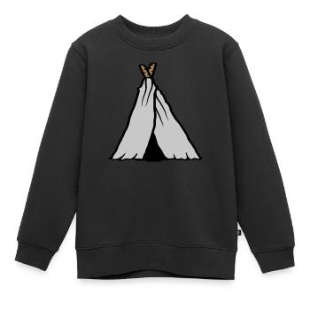 Excursion sous tente primitive - Sweat Premium enfant bio - noir - Devant - AI Model Kid Female (0cm)