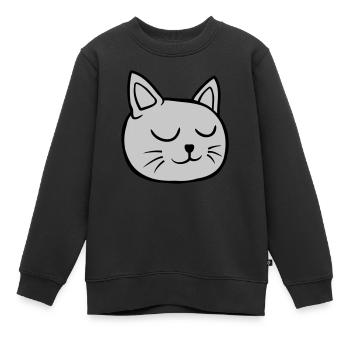 Geschlossene Augen Katze schlafend - Kinder Premium Organic Sweatshirt - Schwarz - Vorne - AI Model Kid Female (0cm)
