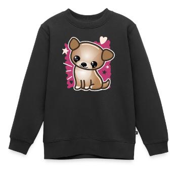 Süßer Welpenhund - Kinder Premium Organic Sweatshirt - Schwarz - Vorne - AI Model Kid Female (0cm)