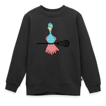 lacrosse laxiste raquette de crosse joueur de crosse - Sweat Premium enfant bio - noir - Devant - AI Model Kid Female (0cm)