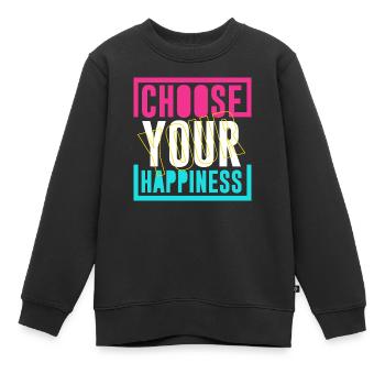 Choisissez le bonheur - Sweat Premium enfant bio - noir - Devant - AI Model Kid Female (0cm)