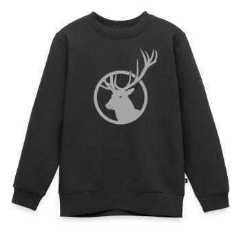 Cerf - Sweat Premium enfant bio - noir - Devant - AI Model Kid Female (0cm)