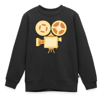 Alte Filmkamera Symbol, handgezeichnet. Regisseur - Kinder Premium Organic Sweatshirt - Schwarz - Vorne - AI Model Kid Female (0cm)