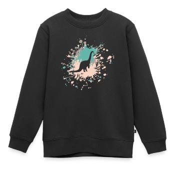 Éclaboussure de couleur de brontosaure - Sweat Premium enfant bio - noir - Devant - AI Model Kid Female (0cm)