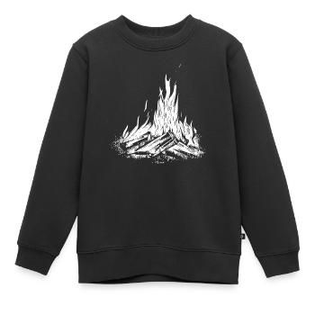 Feu de camp Camping Nature Feu de forêt Extérieur 12 - Sweat Premium enfant bio - noir - Devant - AI Model Kid Female (0cm)
