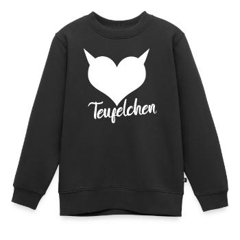 Teufelchen Wort mit Herz Devil - Kinder Premium Organic Sweatshirt - Schwarz - Vorne - AI Model Kid Female (0cm)