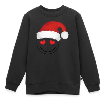 Weihnachtlicher Smily - Kinder Premium Organic Sweatshirt - Schwarz - Vorne - AI Model Kid Female (0cm)