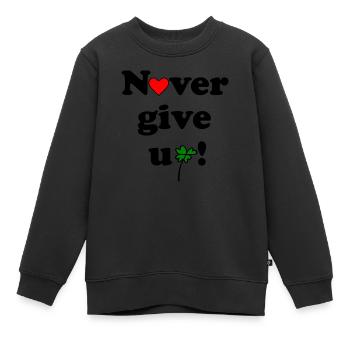 Never give up - Kinder Premium Organic Sweatshirt - Schwarz - Vorne - AI Model Kid Female (0cm)