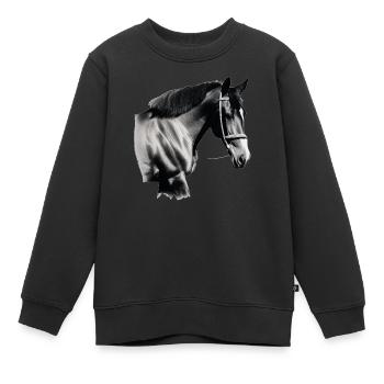 Pferd Skizze Bleistift Pferde Tier Porträts 7 - Kinder Premium Organic Sweatshirt - Schwarz - Vorne - AI Model Kid Female (0cm)