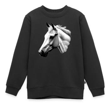 Pferd Skizze Bleistift Pferde Tier Porträts 5 - Kinder Premium Organic Sweatshirt - Schwarz - Vorne - AI Model Kid Female (0cm)