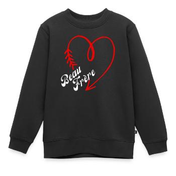beau frère cœur - Sweat Premium enfant bio - noir - Devant - AI Model Kid Female (0cm)