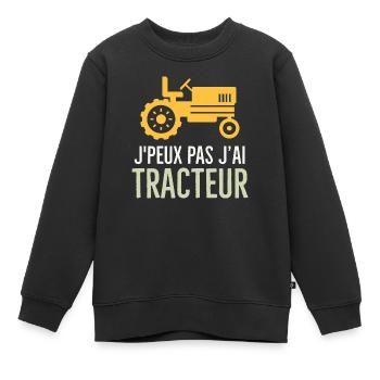 Tracteur - Sweat Premium enfant bio - noir - Devant - AI Model Kid Female (0cm)