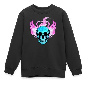 Feuerschädel Rauch pink Skelett Flammen 7 - Kinder Premium Organic Sweatshirt - Schwarz - Vorne - AI Model Kid Female (0cm)