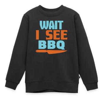 ATTENDEZ QUE JE VOIE LE BARBECUE - Sweat Premium enfant bio - noir - Devant - AI Model Kid Female (0cm)