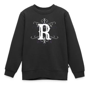 Letter R (R) - Kids Premium Organic Sweatshirt - black - Front - AI Model Kid Female (0cm)