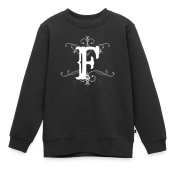 Letter F Letter F - Kids Premium Organic Sweatshirt - black - Front - AI Model Kid Female (0cm)